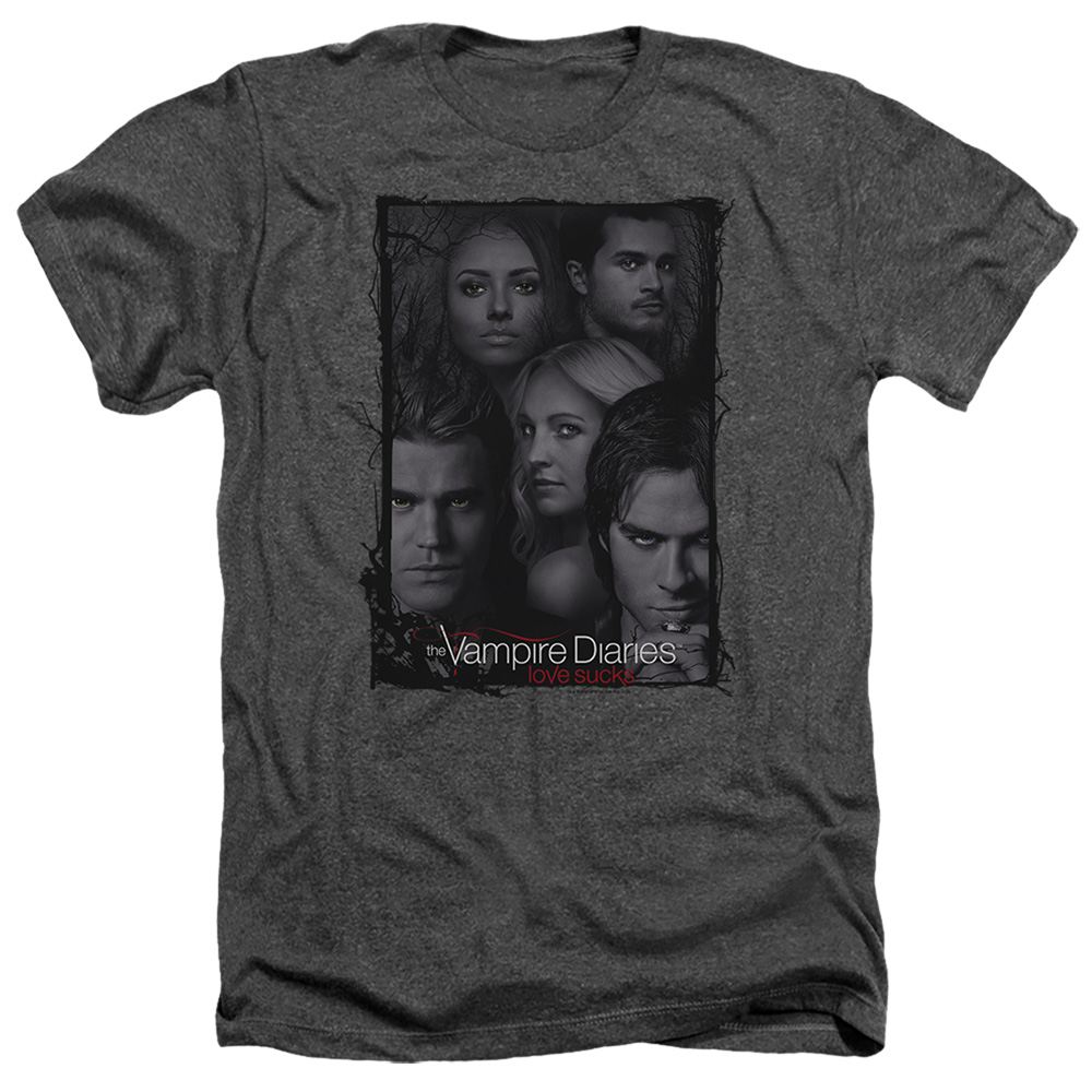 Vampire Diaries & So Here We Are-Adult Heather T-Shirt, Charcoal - Medium