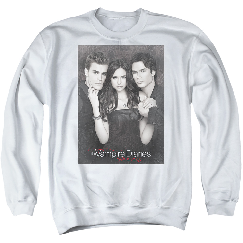 Vampire Diaries & That Was Then-Adult Crewneck Sweatshirt, White - Medium