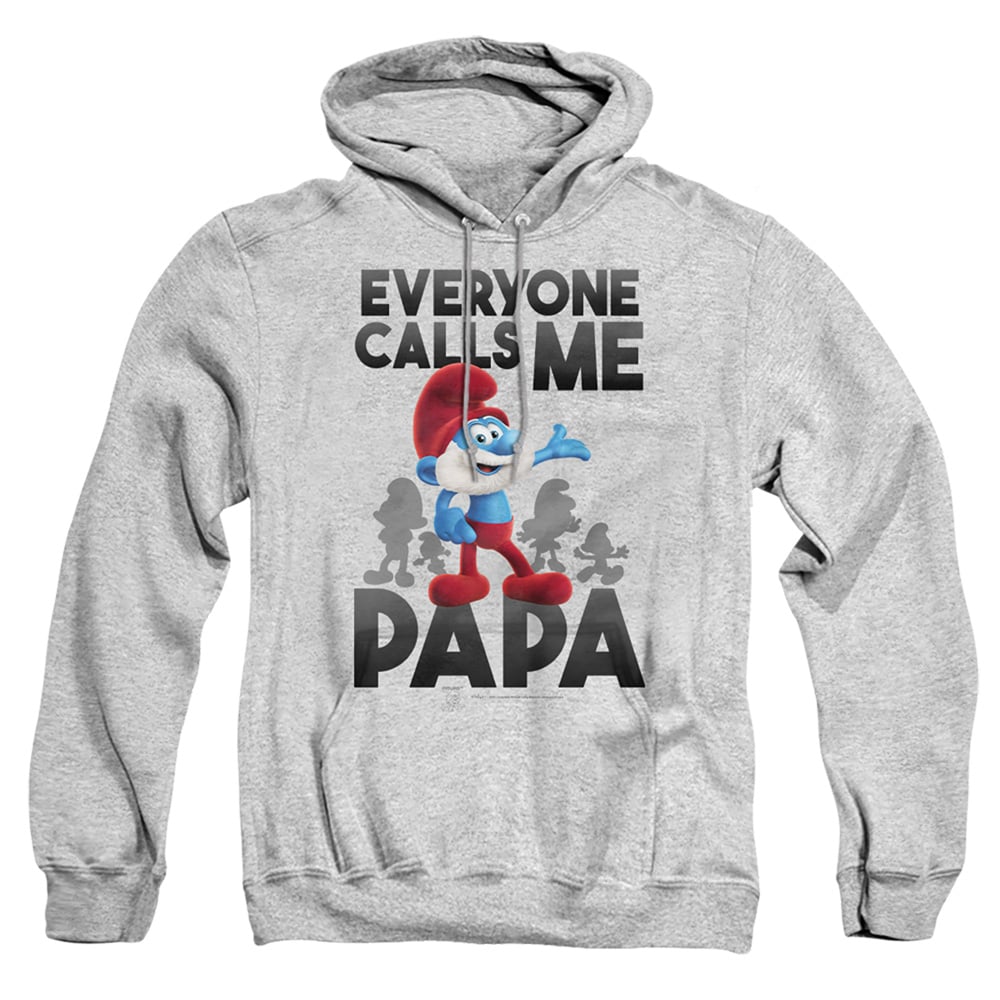 Smurfs & Call Me Papa Smurf-Adult Pull-Over Hoodie, Athletic Heather - Medium