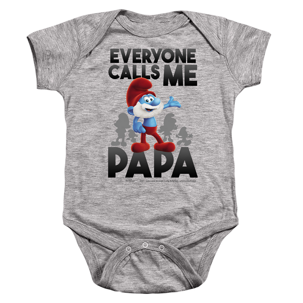 SMRF263-SS-2 Smurfs & Call Me Papa Smurf-Infant Snapsuit, Athletic Heather - Medium - 12 Month