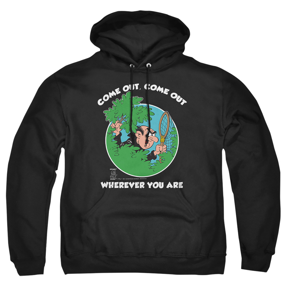 Smurfs & Gargamel-Adult Pull-Over Hoodie, Black - Medium