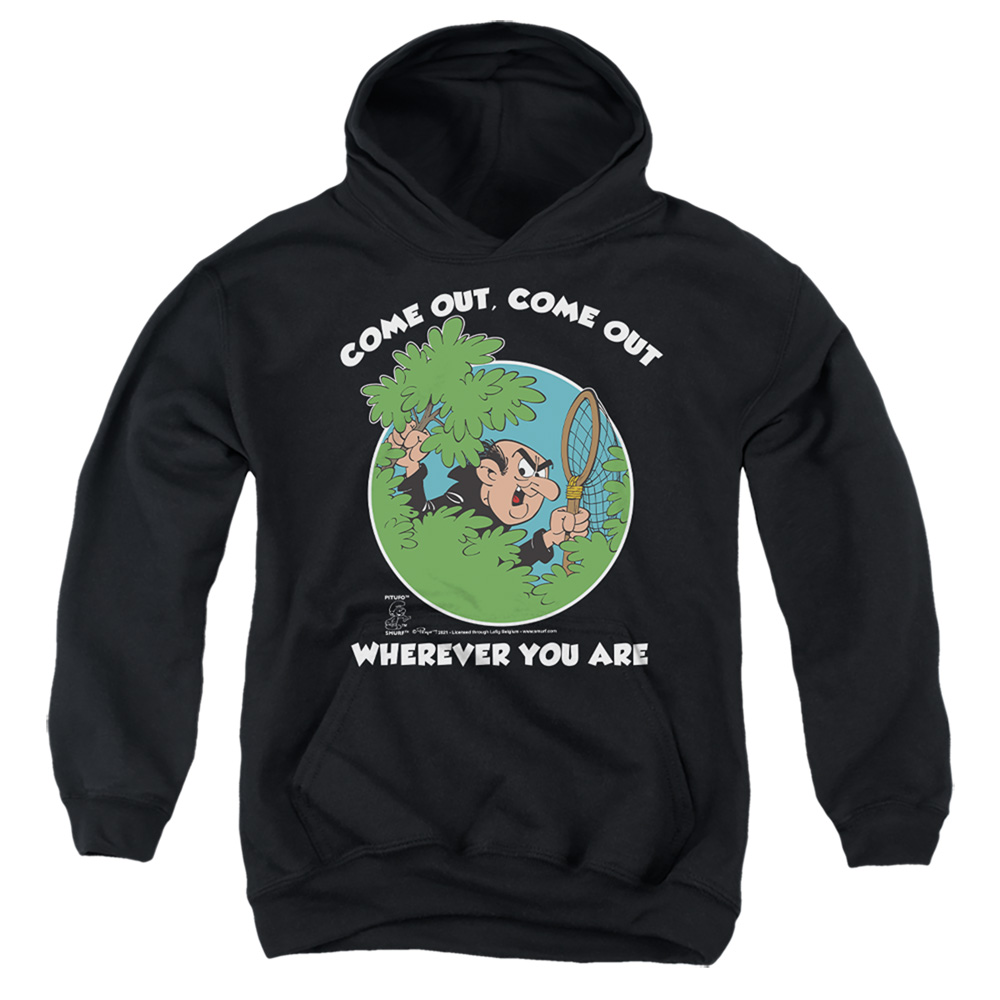 Smurfs & Gargamel-Youth Pull-Over Hoodie, Black - Medium