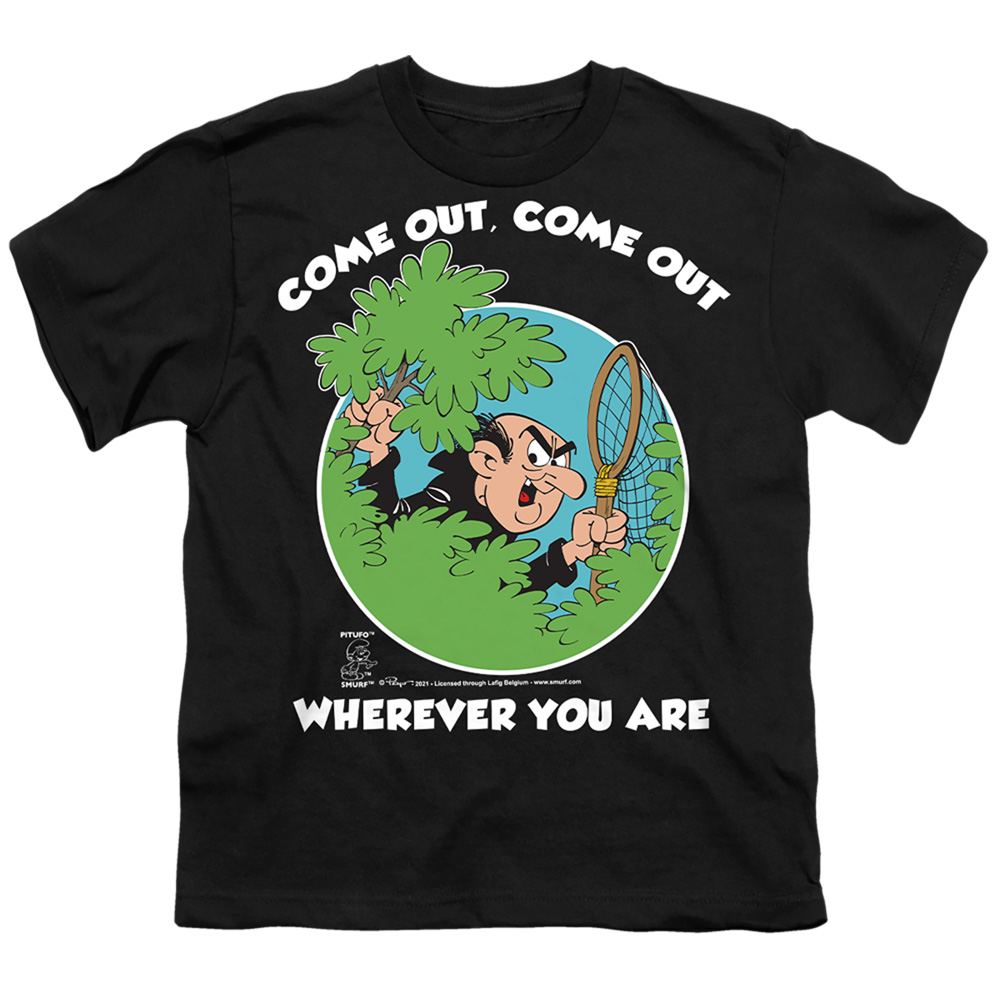 Smurfs & Gargamel Short Sleeve Youth 18-1 T-Shirt, Black - Medium