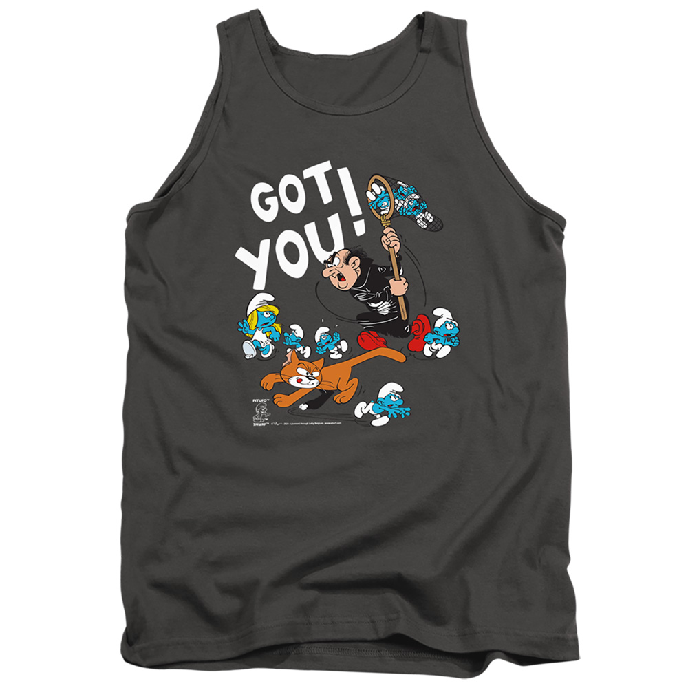 Smurfs & Gargamel & Azrael-Adult Tank Top, Charcoal - Medium