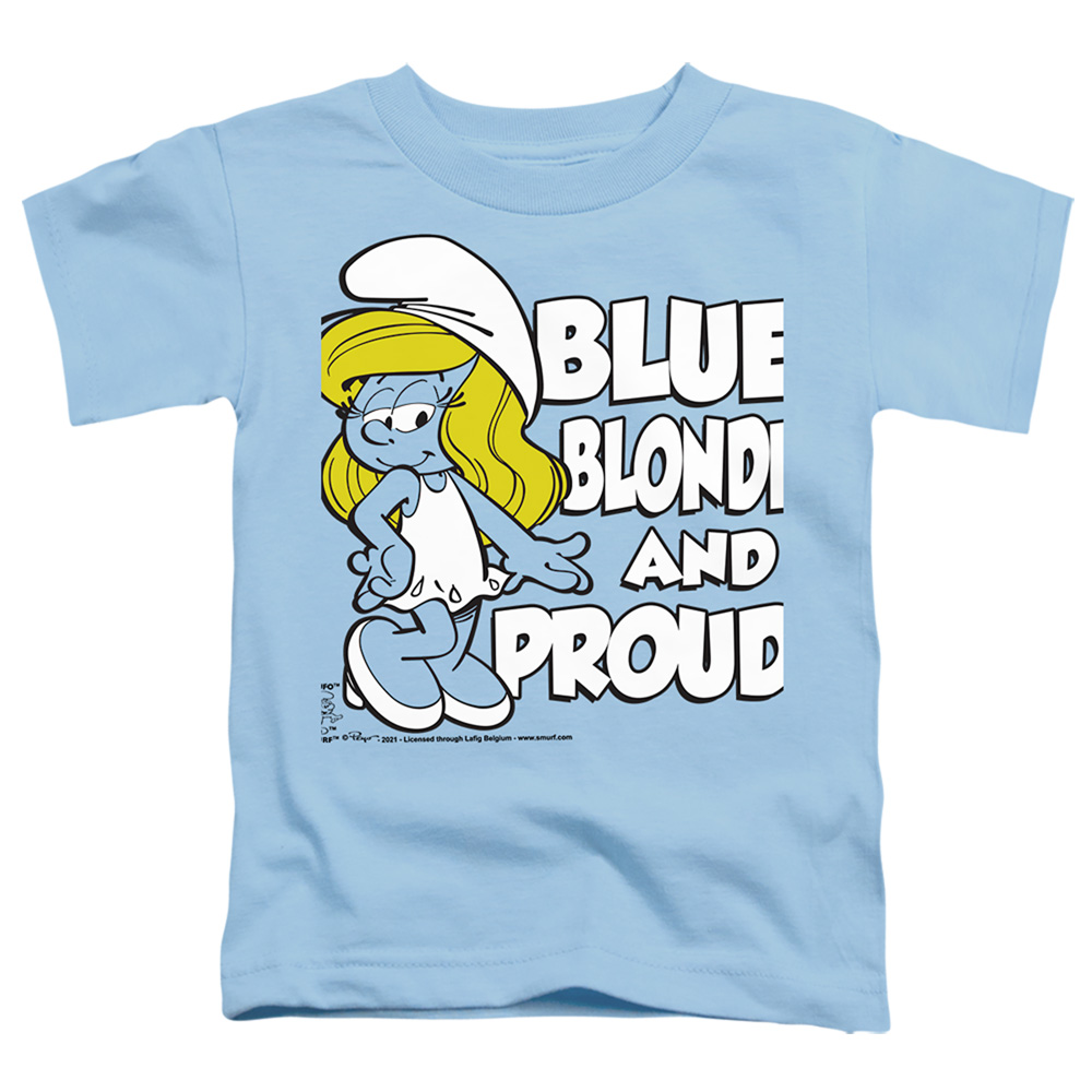 SMRF285-TT-2 Smurfs & Blue, Blonde & Proud Short Sleeve Toddler T-Shirt, Light Blue - Medium 3T