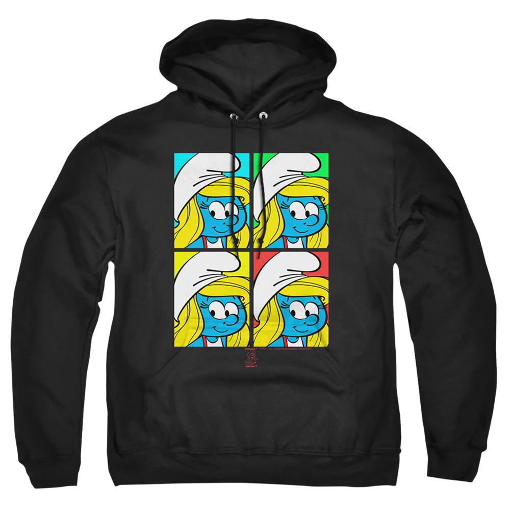 Smurfs & Tiles-Adult Pull-Over Hoodie, Black - Medium
