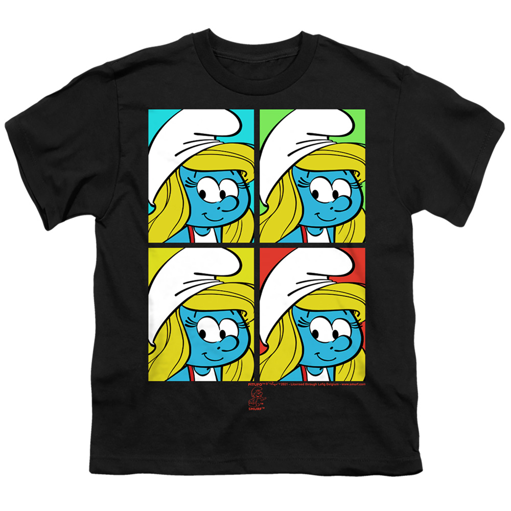 Smurfs & Tiles Short Sleeve Youth 18-1 T-Shirt, Black - Medium