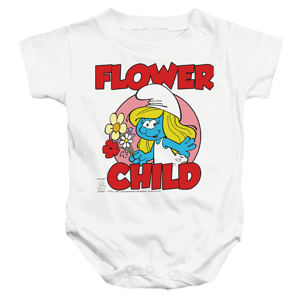 Smurfs & Flower Child-Infant Snapsuit, White - Large - 18 Month