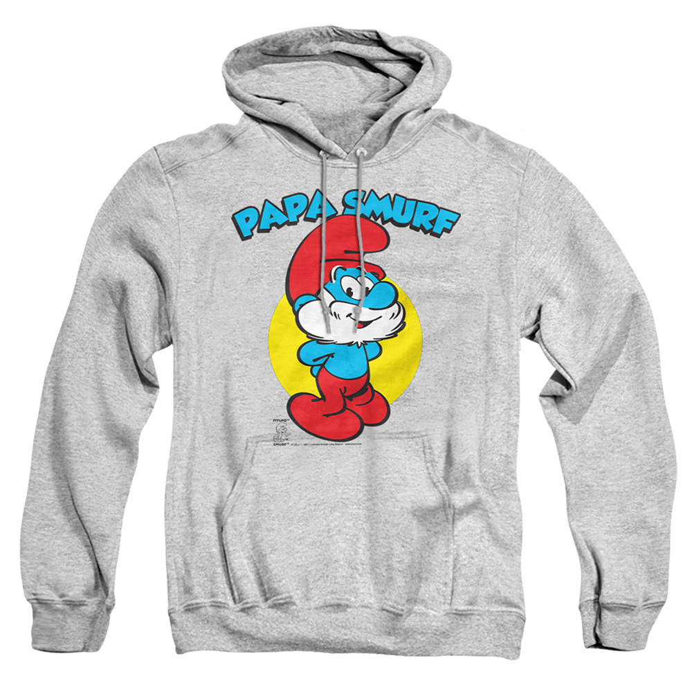 Smurfs & Papa Smurf-Adult Pull-Over Hoodie, Athletic Heather - Medium