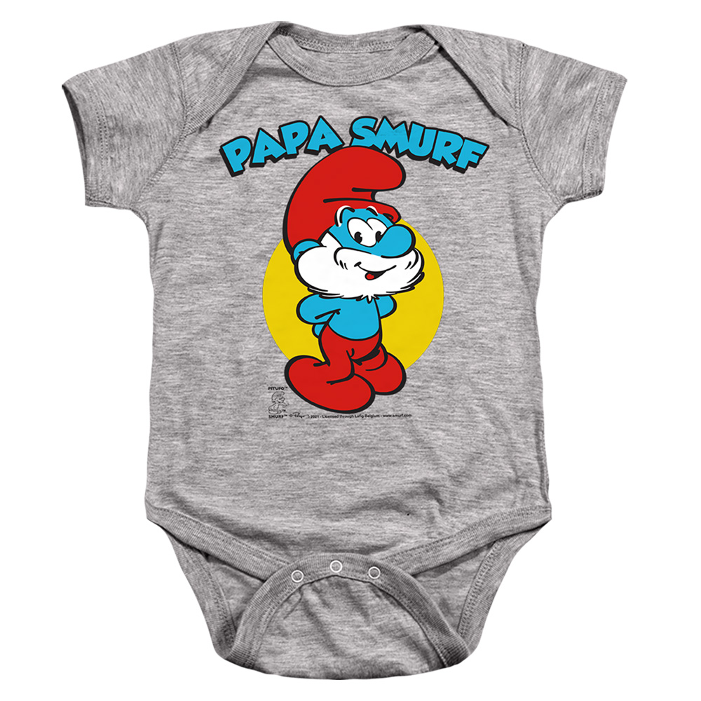 Smurfs & Papa Smurf-Infant Snapsuit, Athletic Heather - Large - 18 Month