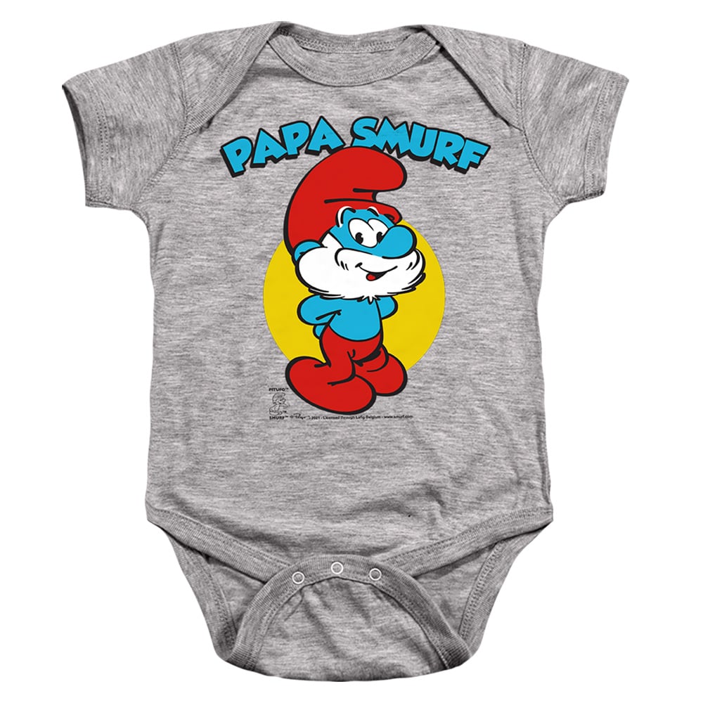 SMRF291-SS-4 Smurfs & Papa Smurf-Infant Snapsuit, Athletic Heather - Extra Large - 24 Month