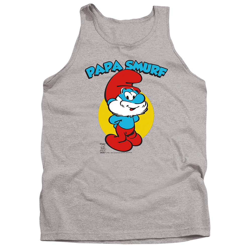 SMRF291-TK-2 Smurfs & Papa Smurf-Adult Tank Top, Athletic Heather - Medium