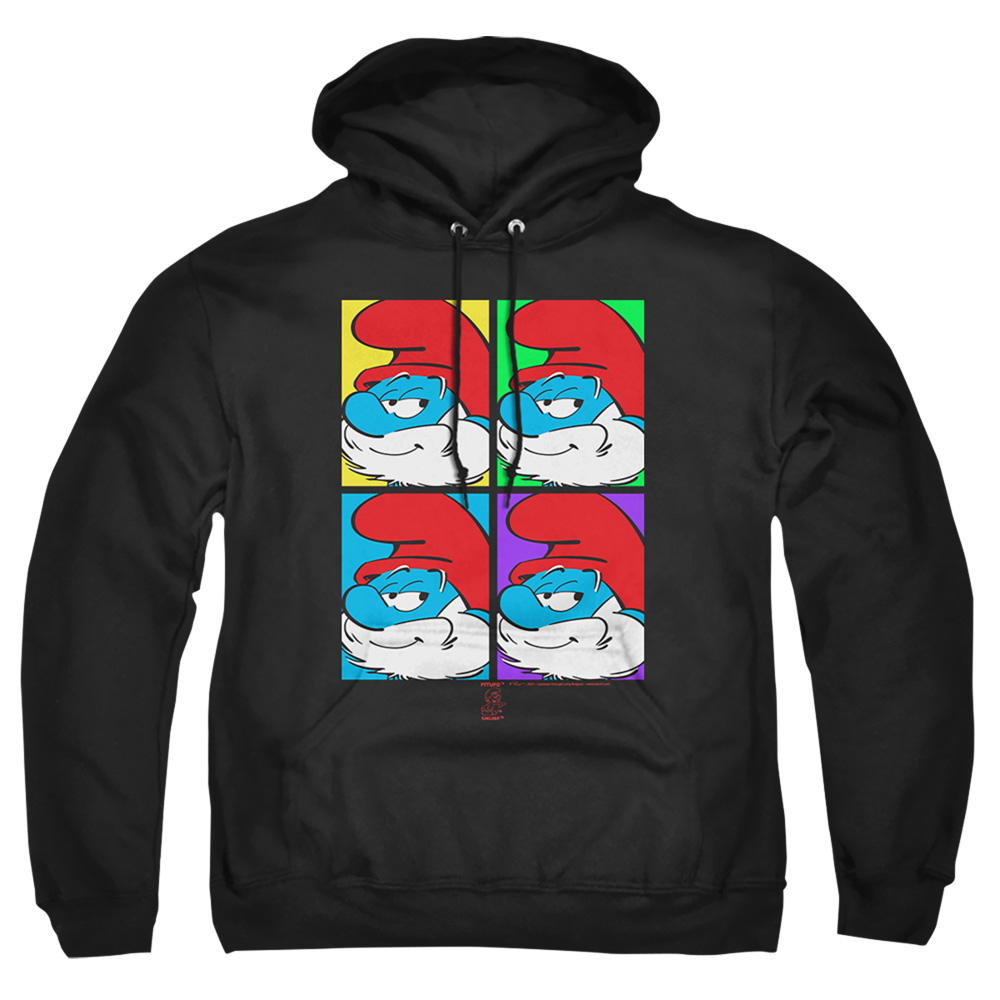 SMRF293-AFTH-2 Smurfs & Tiles-Adult Pull-Over Hoodie, Black - Medium