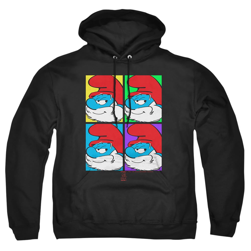 SMRF293-AFTH-4 Smurfs & Tiles-Adult Pull-Over Hoodie, Black - Extra Large