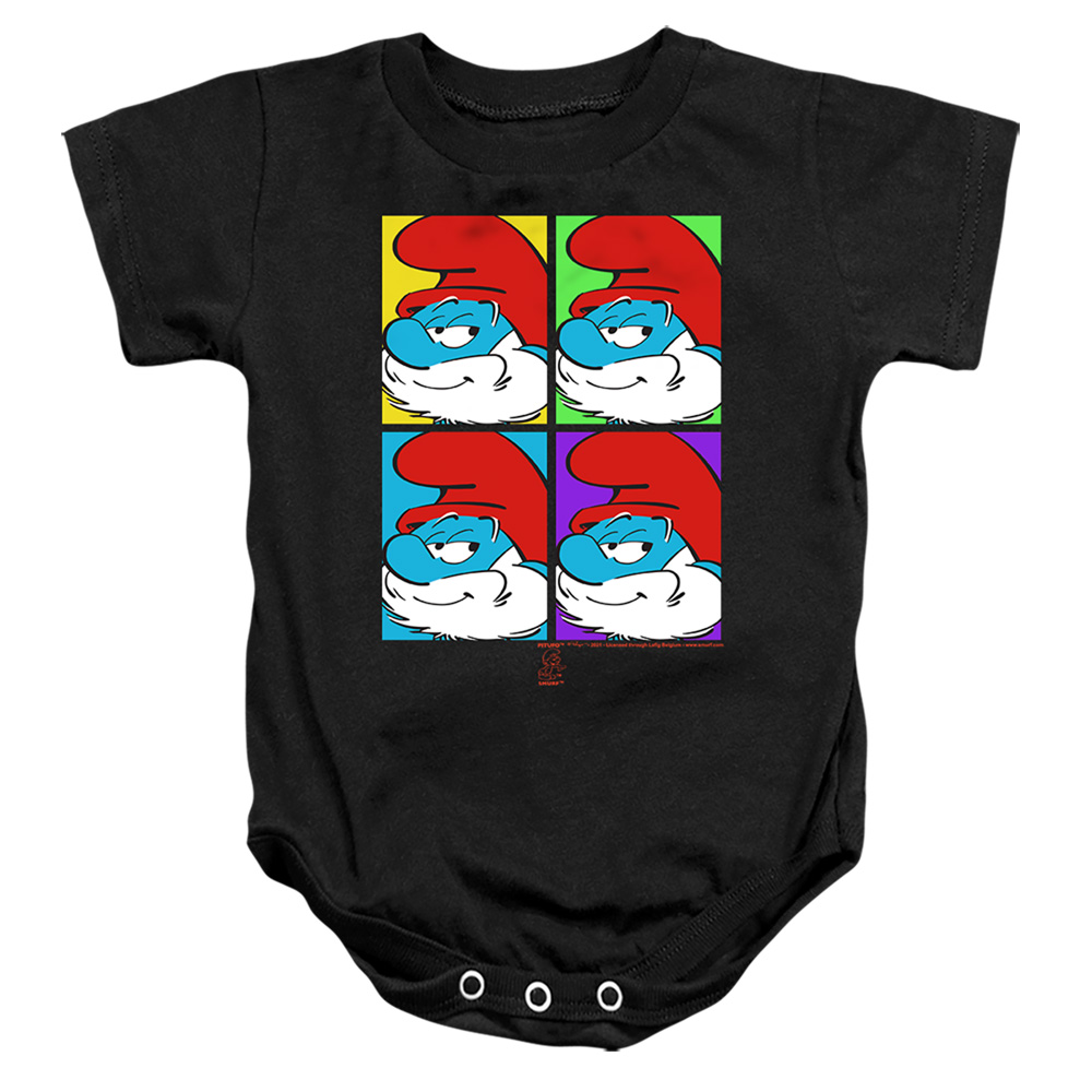 Smurfs & Tiles-Infant Snapsuit, Black - Small - 6 Month