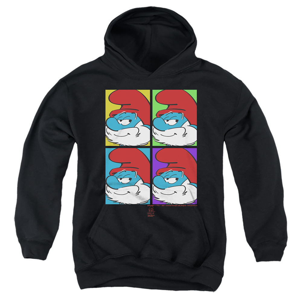 SMRF293-YFTH-2 Smurfs & Tiles-Youth Pull-Over Hoodie, Black - Medium