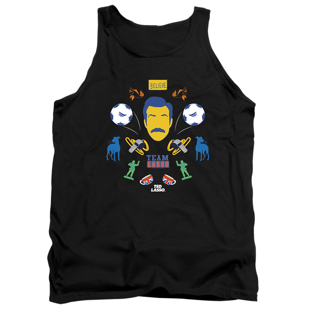 Ted Lasso & Ted Lasso Icon Collage-Adult Tank Top, Black - Medium
