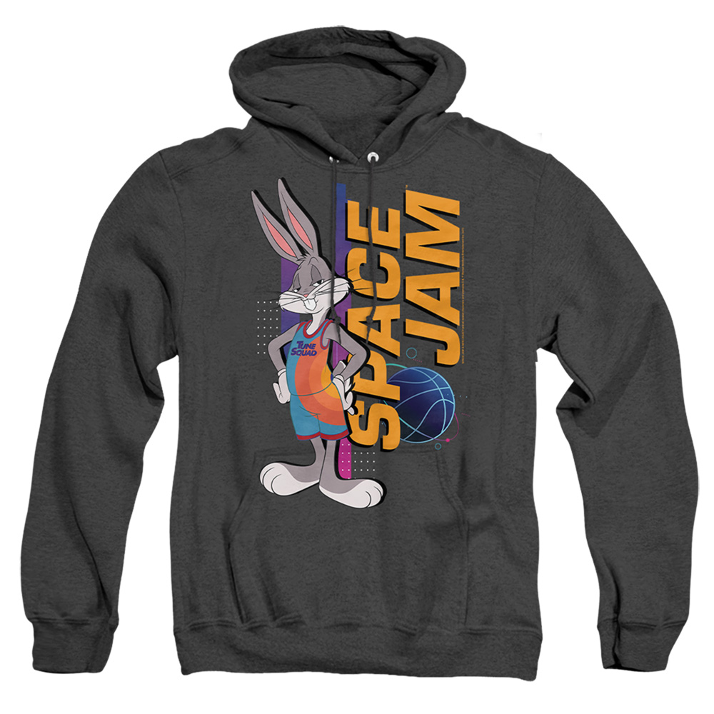 Space Jam 2 & Bugs Standing-Adult Heather Hoodie, Black - Medium