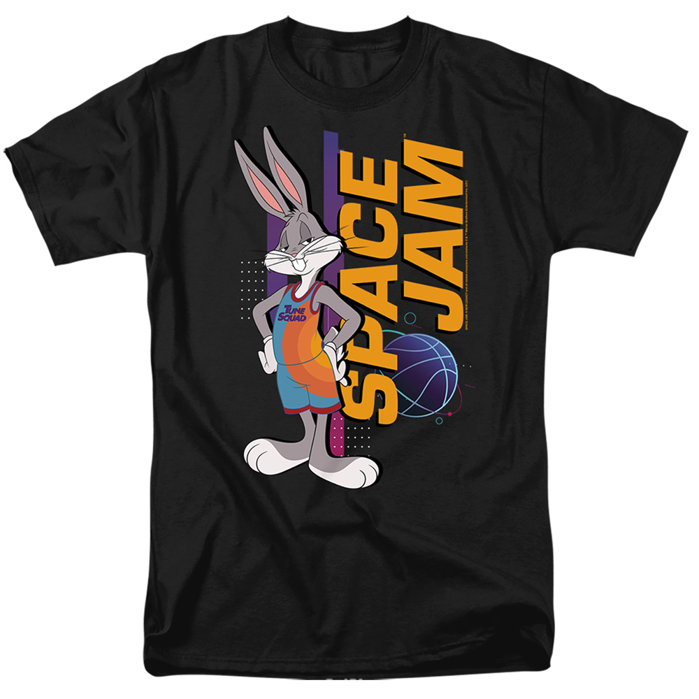 Space Jam 2 & Bugs Standing Short Sleeve Adult 18-1 T-Shirt, Black - Medium