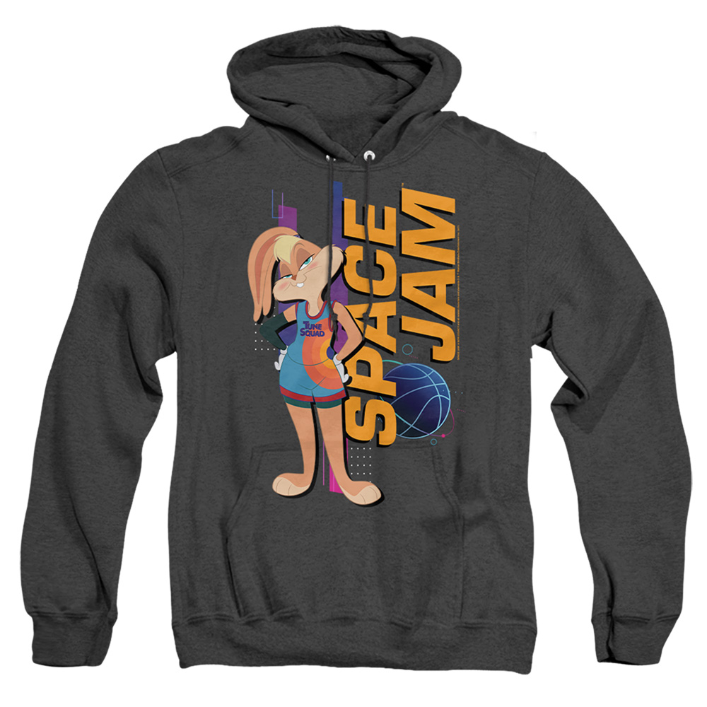 Space Jam 2 & Lola Standing-Adult Heather Hoodie, Black - Medium