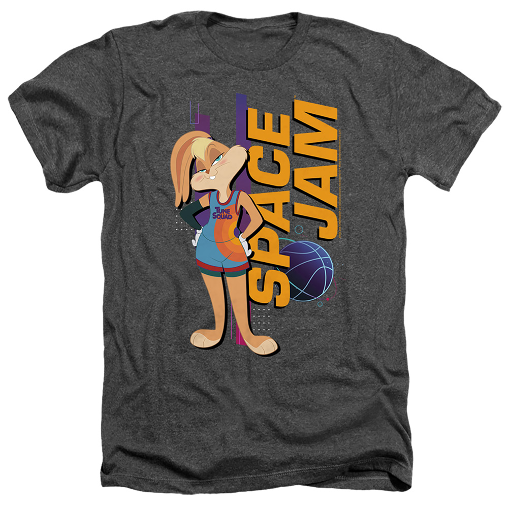 Space Jam 2 & Lola Standing-Adult Heather T-Shirt, Black - Large