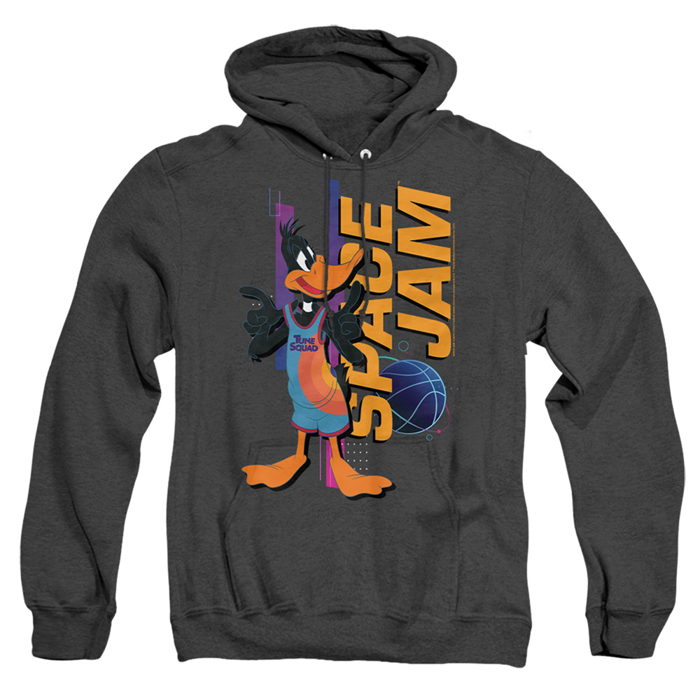 Space Jam 2 & Daffy Standing-Adult Heather Hoodie, Black - 3X