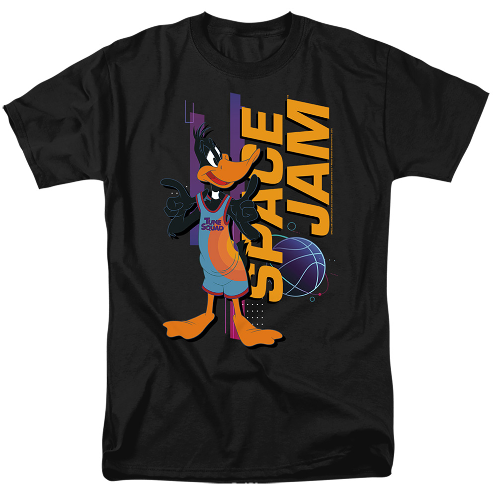 Space Jam 2 & Daffy Standing Short Sleeve Adult 18-1 T-Shirt, Black - Medium