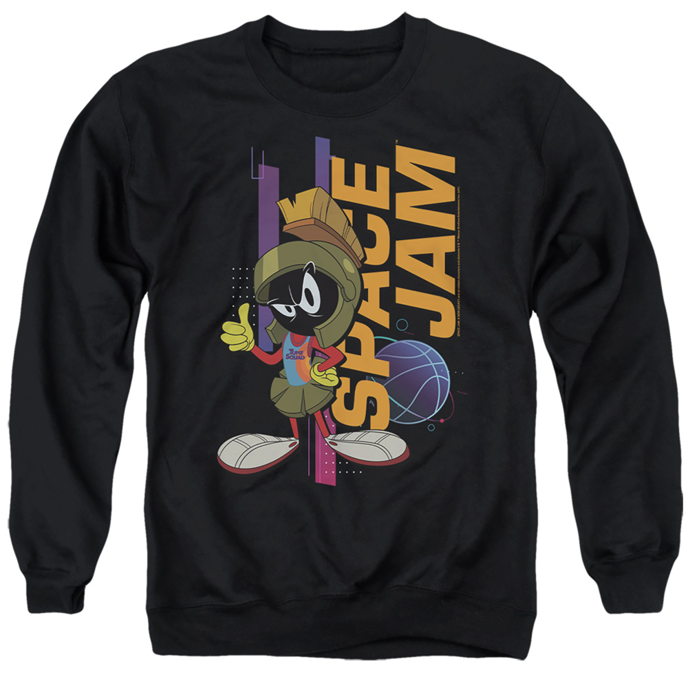Space Jam 2 & Marvin Standing-Adult Crewneck Sweatshirt, Black - Extra Large