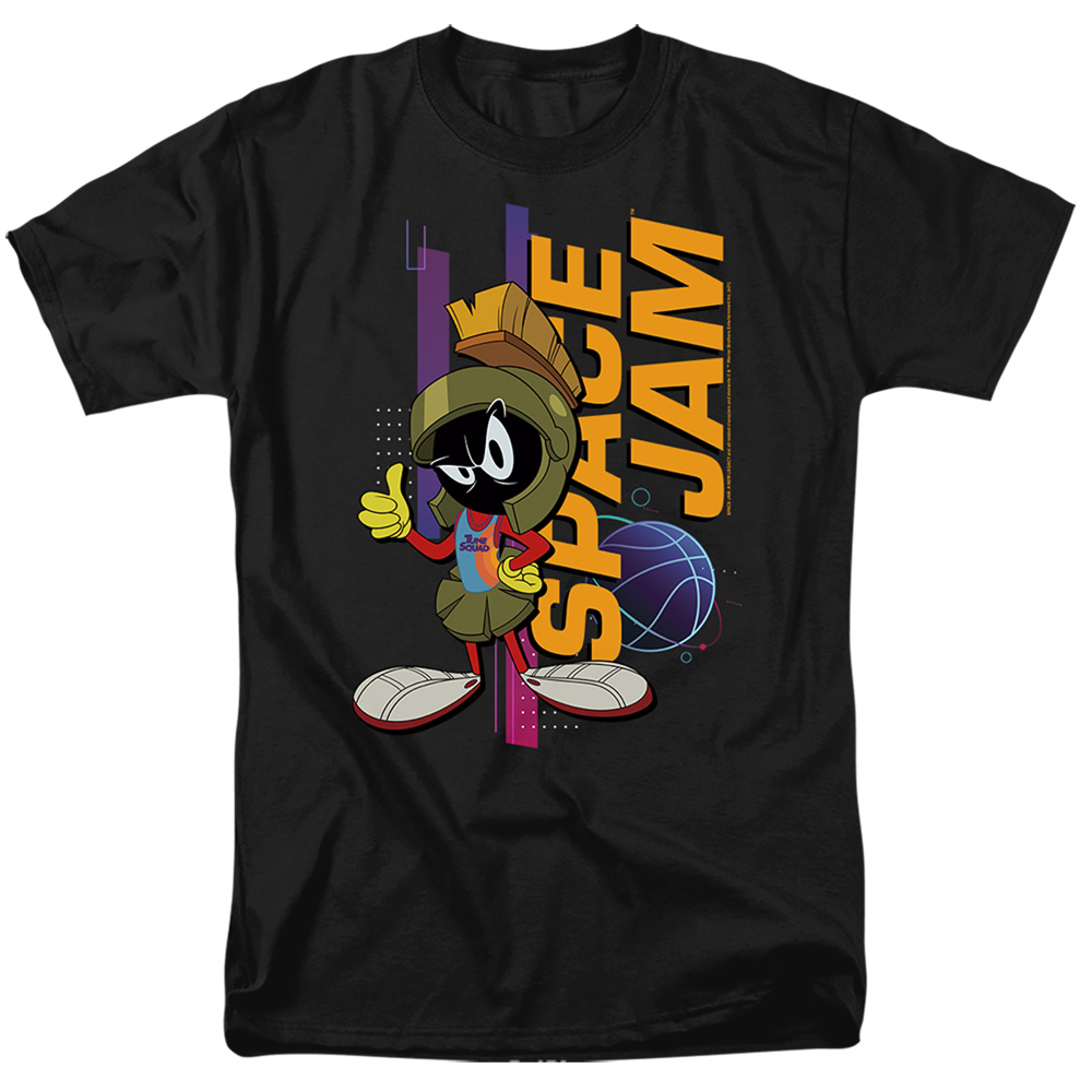 Space Jam 2 & Marvin Standing Short Sleeve Adult 18-1 T-Shirt, Black - Medium