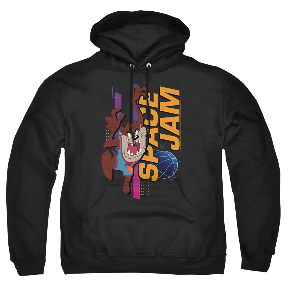 WBM1592-AFTH-6 Space Jam 2 & Taz Standing-Adult Pull-Over Hoodie, Black - 3X