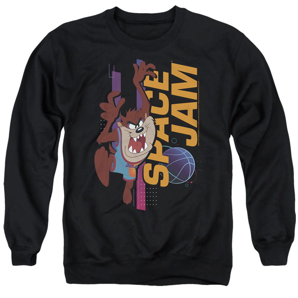 Space Jam 2 & Taz Standing-Adult Crewneck Sweatshirt, Black - Extra Large