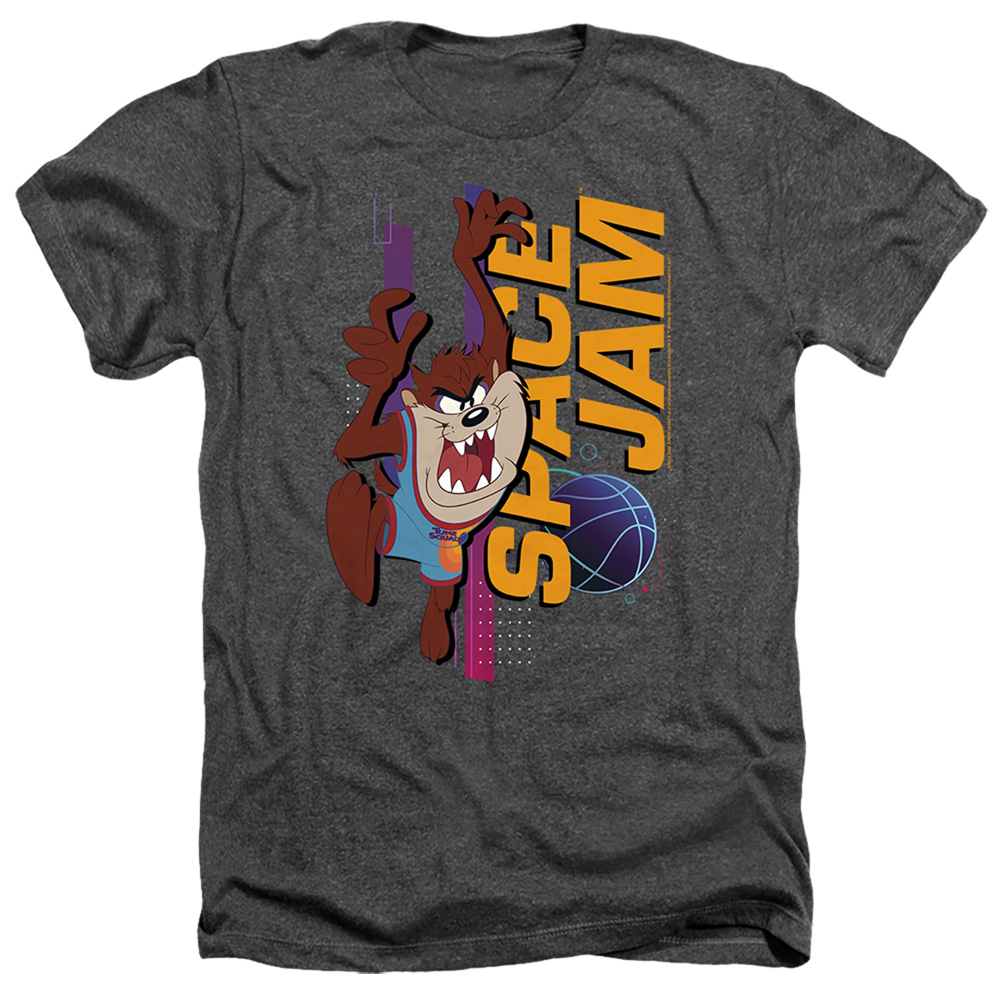 Space Jam 2 & Taz Standing-Adult Heather T-Shirt, Black - Medium