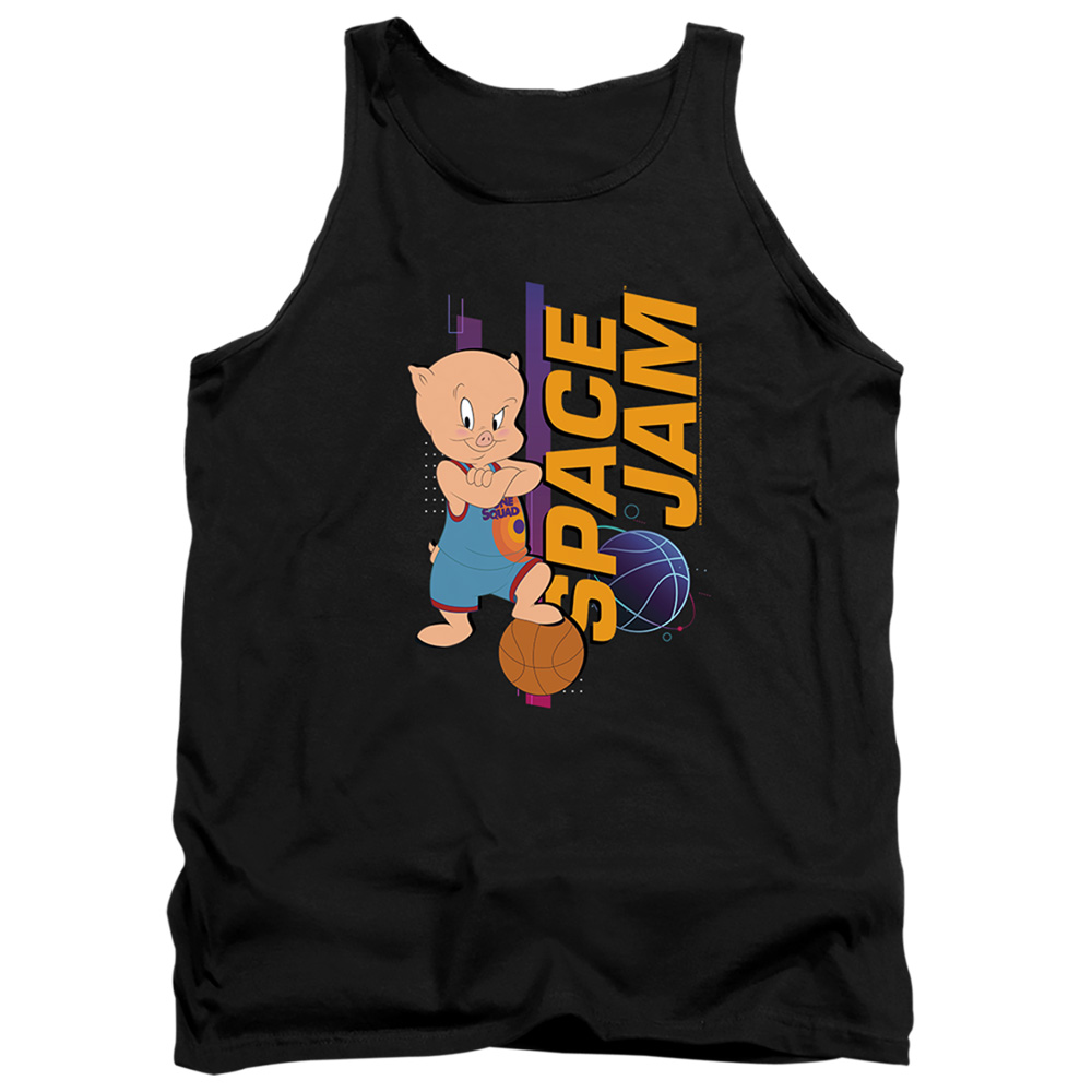 Space Jam 2 & Porky Standing-Adult Tank Top, Black - Large