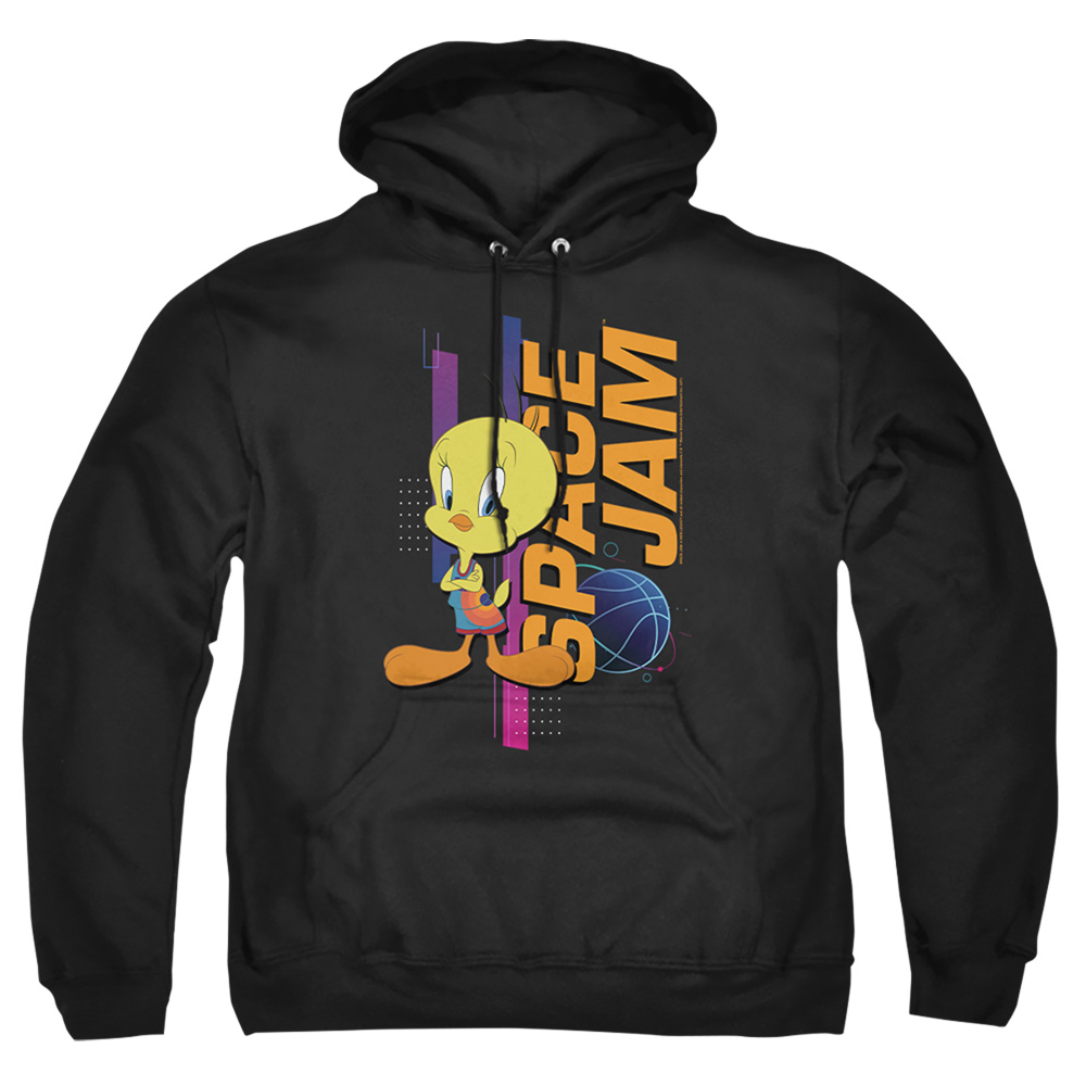 Space Jam 2 & Tweety Standing-Adult Pull-Over Hoodie, Black - 2X