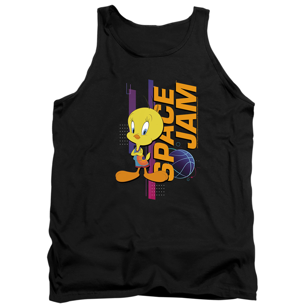 Space Jam 2 & Tweety Standing-Adult Tank Top, Black - Small