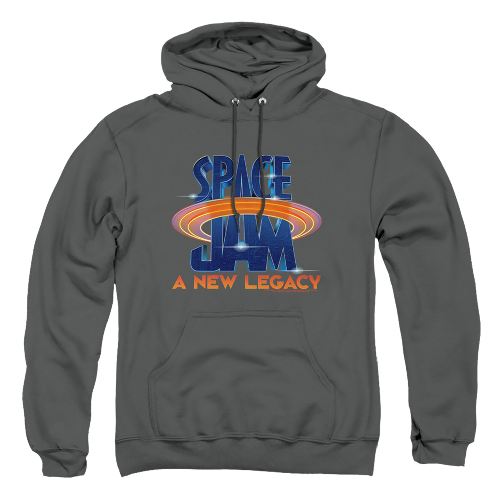 Space Jam 2 & Space Jam 2 Logo-Adult Pull-Over Hoodie, Charcoal - Small