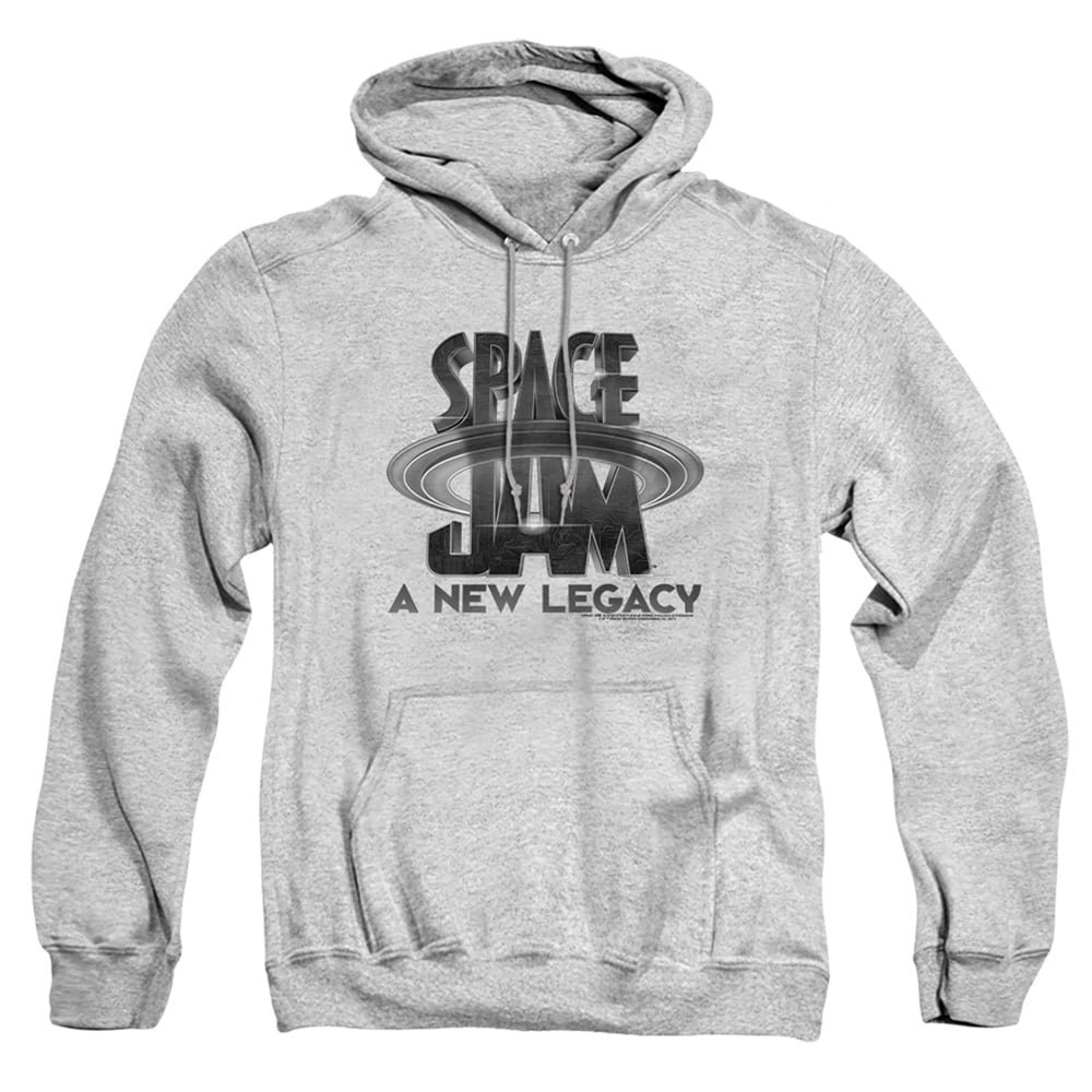 Space Jam 2 & Space Jam 2 Logo Black-Adult Pull-Over Hoodie, Athletic Heather - Small
