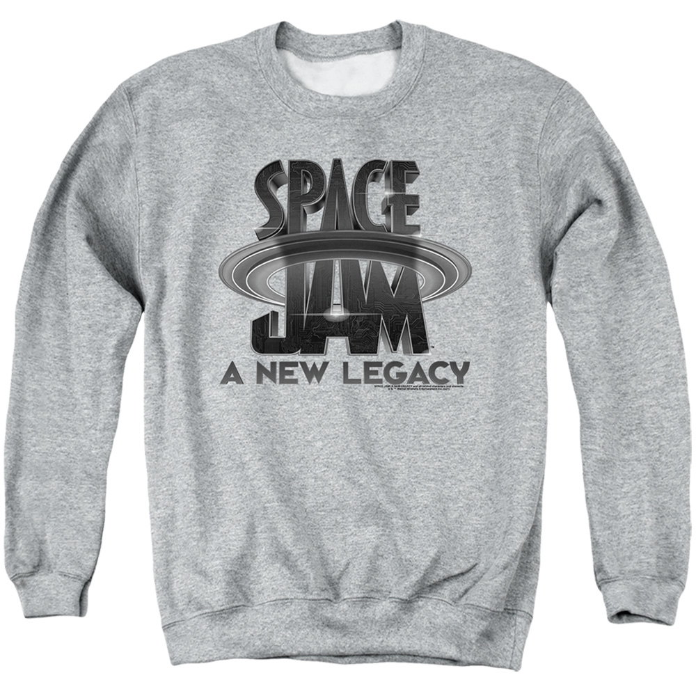 Space Jam 2 & Space Jam 2 Logo Black-Adult Crewneck Sweatshirt, Athletic Heather - 3X