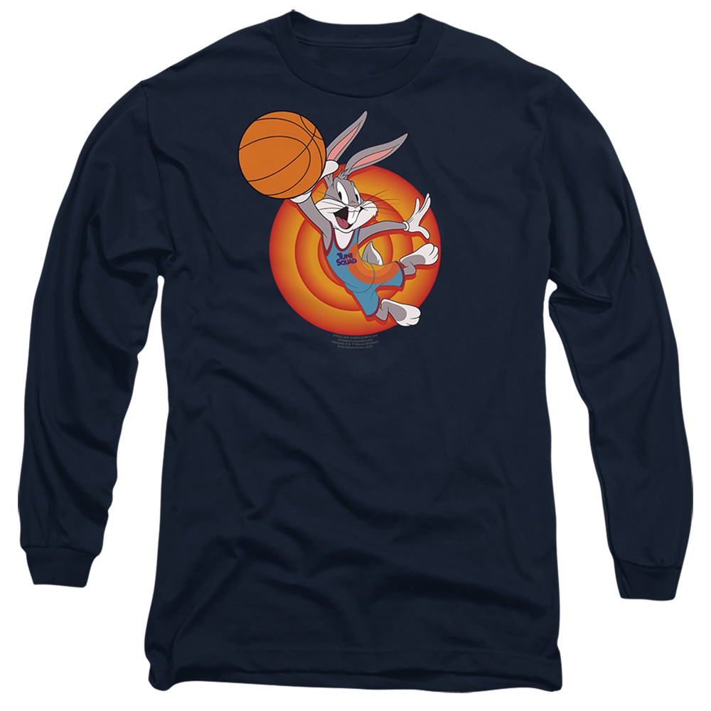 Space Jam 2 & Bugs Slam-Long Sleeve Adult 18-1 T-Shirt, Navy - Extra Large