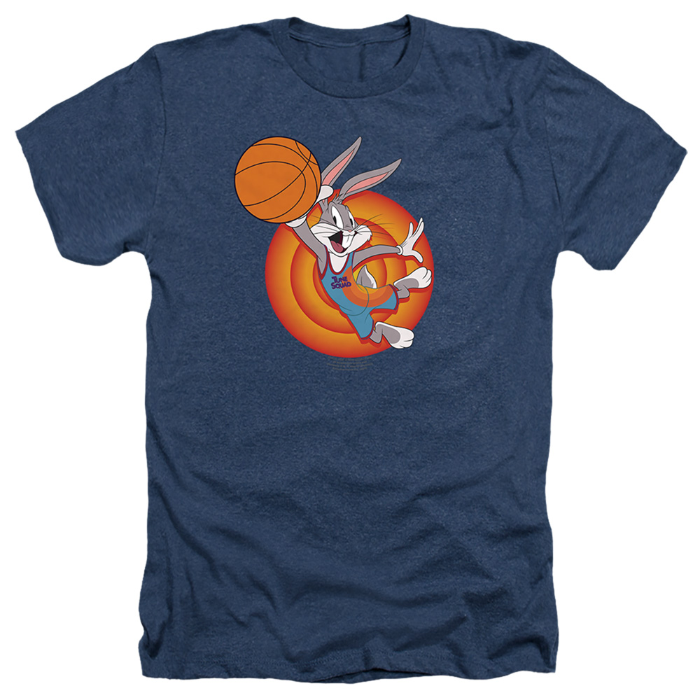 Space Jam 2 & Bugs Slam-Adult Heather T-Shirt, Navy - Large