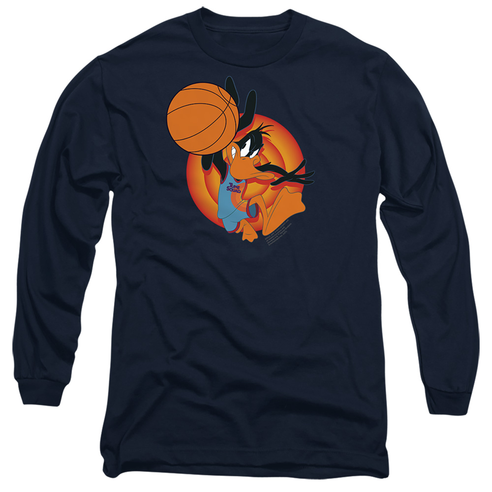 Space Jam 2 & Daffy Slam-Long Sleeve Adult 18-1 T-Shirt, Navy - Medium