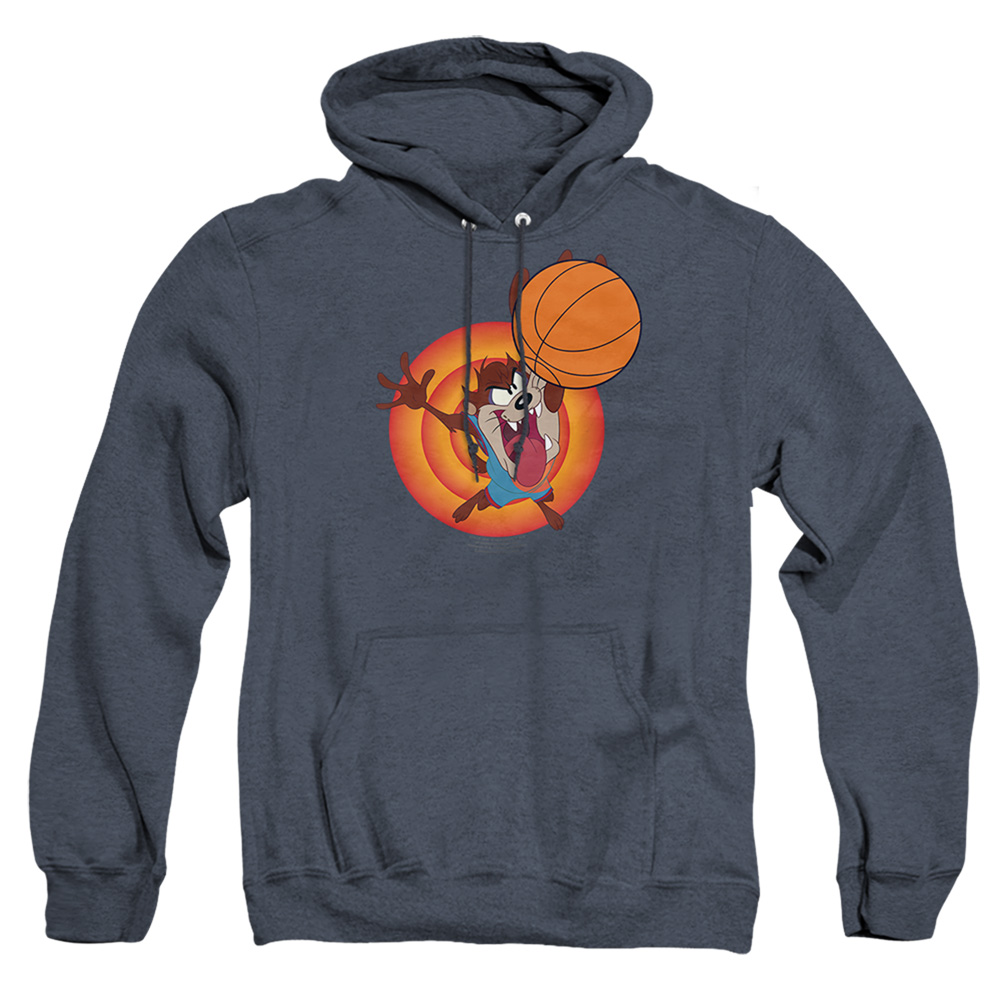 Space Jam 2 & Taz Slam-Adult Heather Hoodie, Navy - Medium