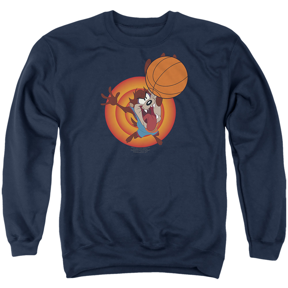 Space Jam 2 & Taz Slam-Adult Crewneck Sweatshirt, Navy - Extra Large