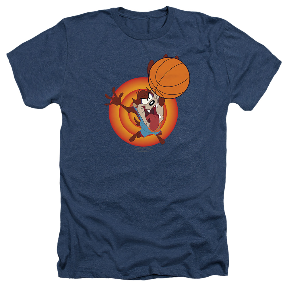 Space Jam 2 & Taz Slam-Adult Heather T-Shirt, Navy - Medium