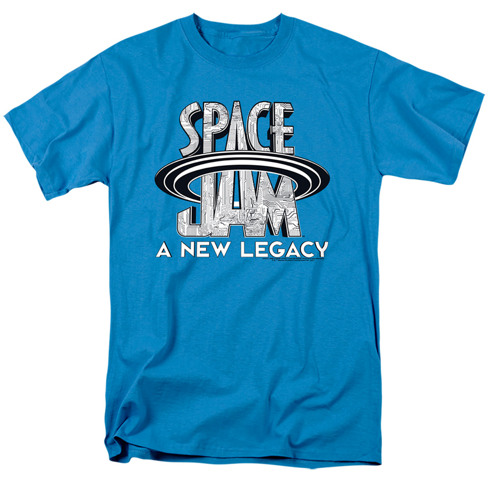 WBM1606-AT-6 Space Jam 2 & Space Jam 2 Logo Circuits Short Sleeve Adult 18-1 T-Shirt, Turquoise - 3X