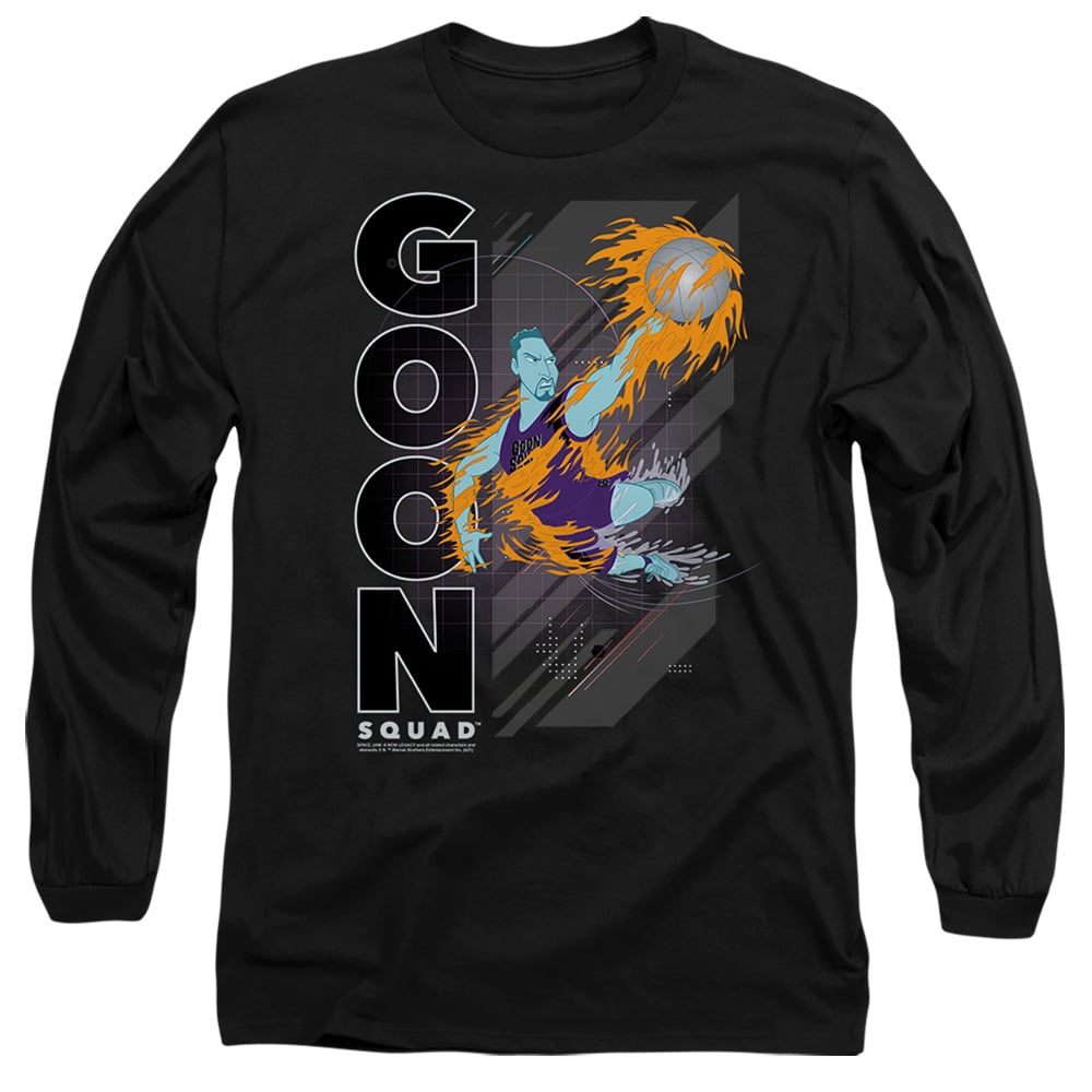 Space Jam 2 & Wet Fire-Long Sleeve Adult 18-1 T-Shirt, Black - Medium