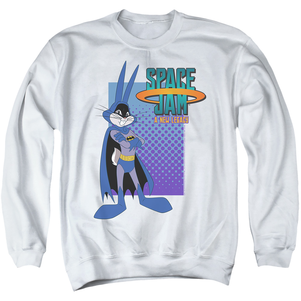 Space Jam 2 & Bugs Batman-Adult Crewneck Sweatshirt, White - Medium