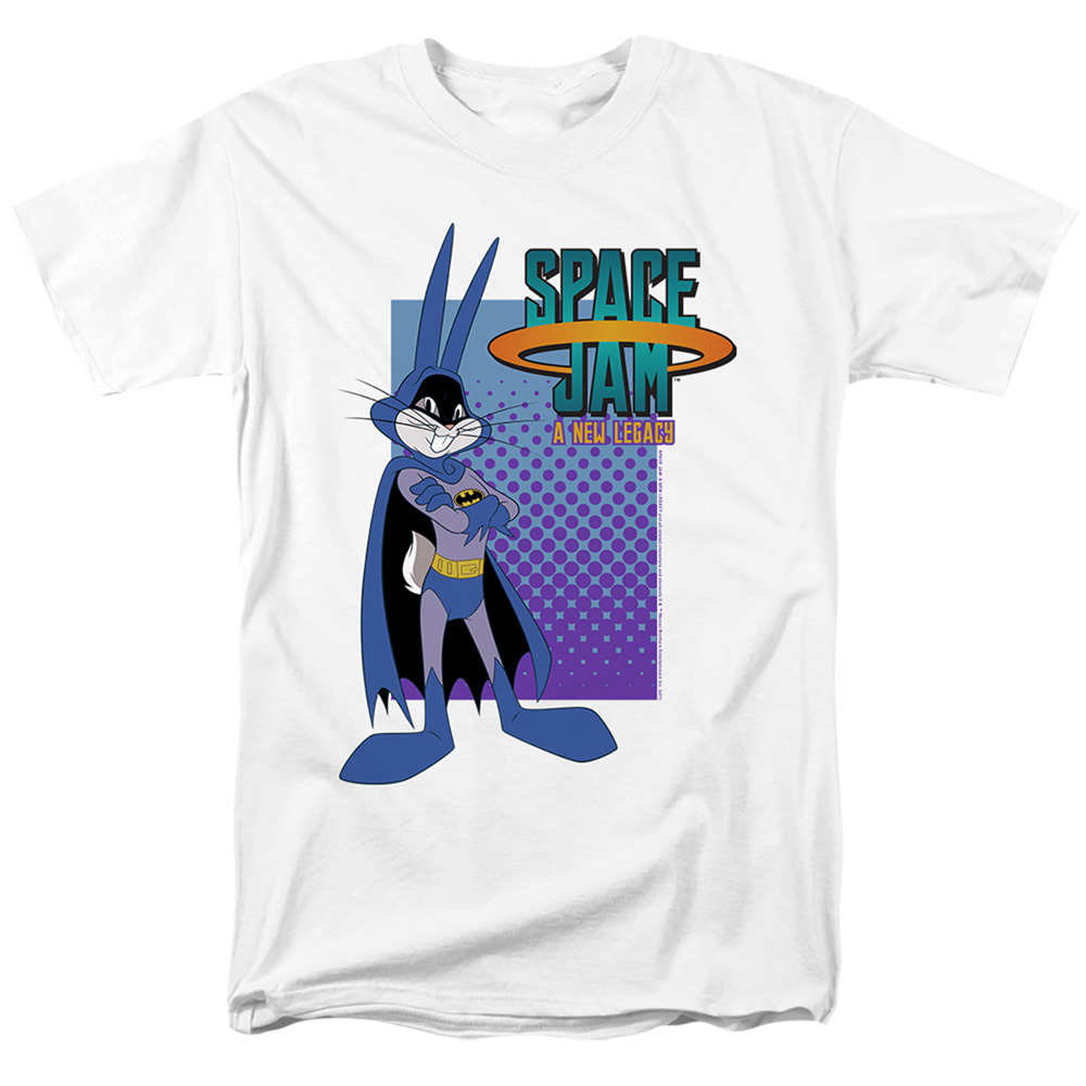 Space Jam 2 & Bugs Batman Short Sleeve Adult 18-1 T-Shirt, White - Medium