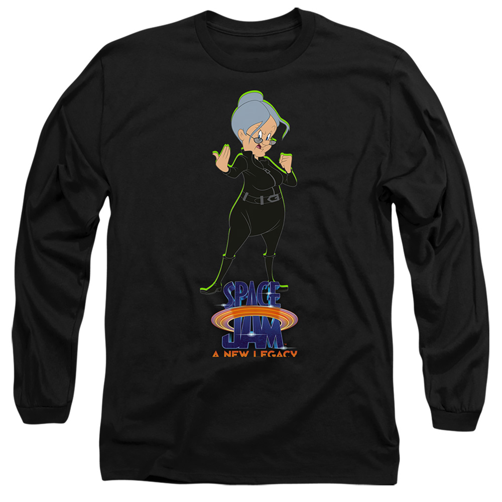 Space Jam 2 & Granny Matrix-Long Sleeve Adult 18-1 T-Shirt, Black - Medium