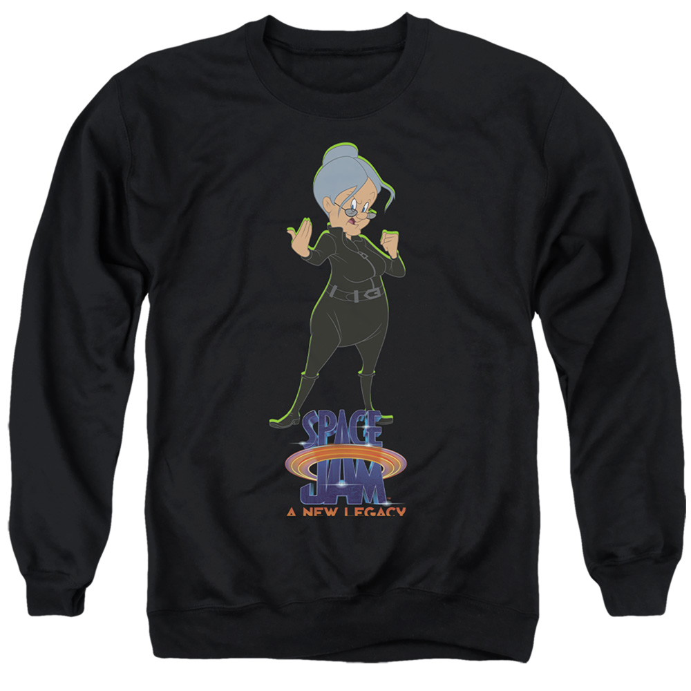 Space Jam 2 & Granny Matrix-Adult Crewneck Sweatshirt, Black - 2X